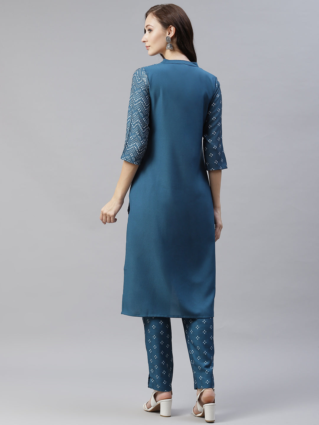 Women's Blue Asymmetrical Kurta And Pant by Ziyaa- (2pcs set)