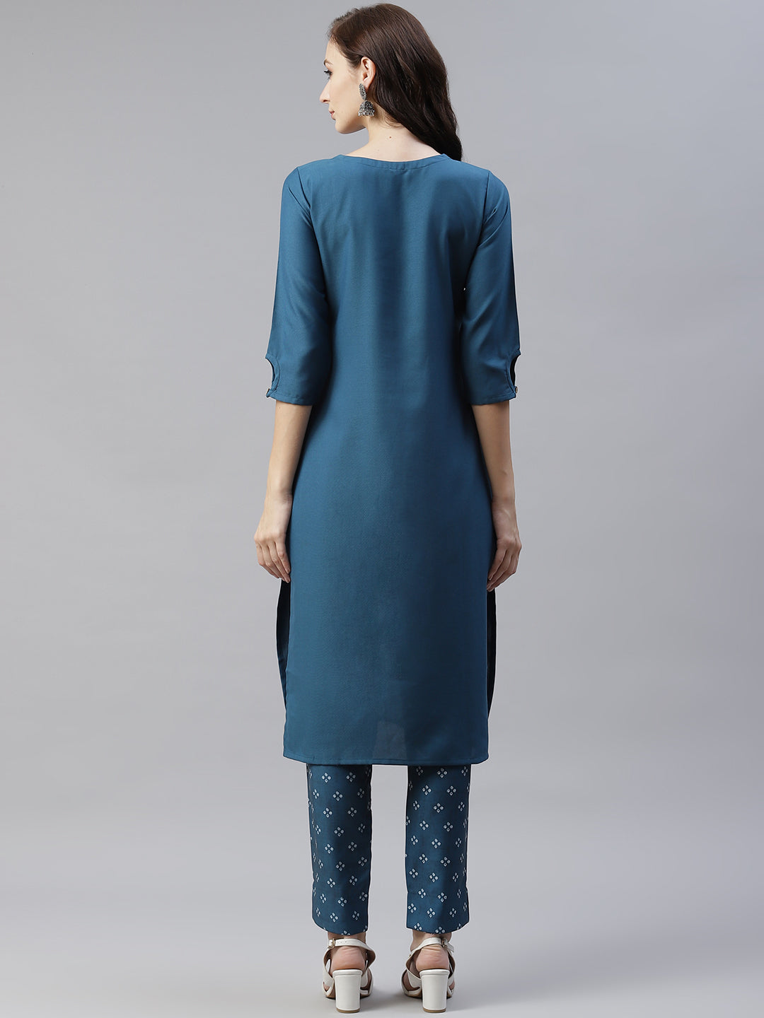 Women's Blue Colour Digital Printed Rayon Kurta - Ziyaa