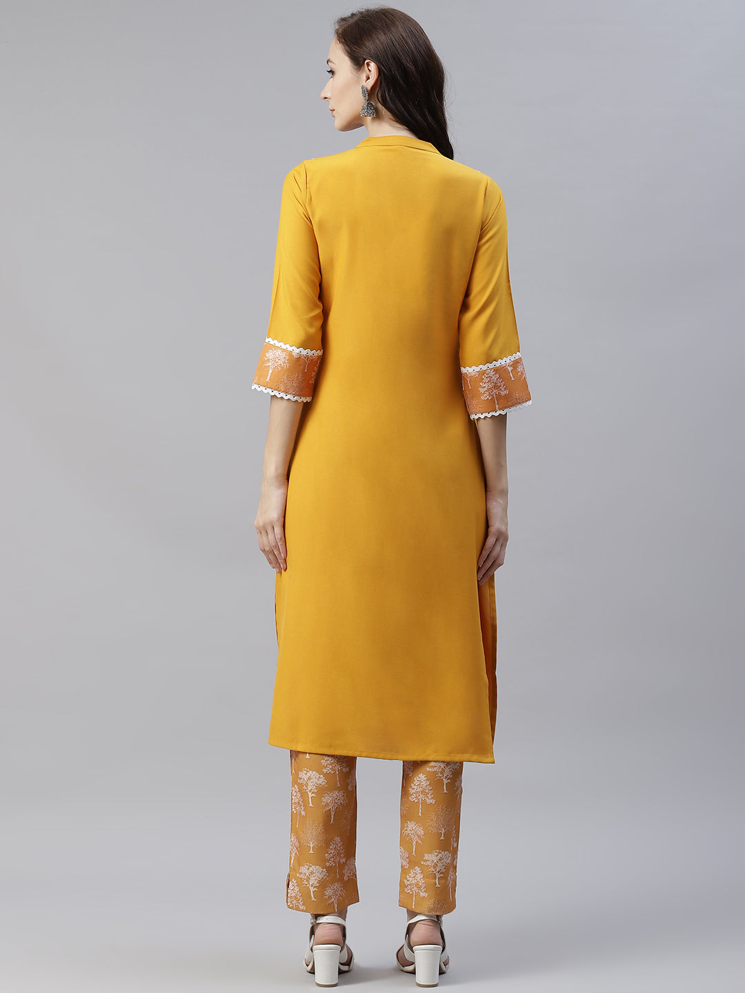 Women's Mustard Digital Printed Kurta And Pant by Ziyaa- (2pcs set)