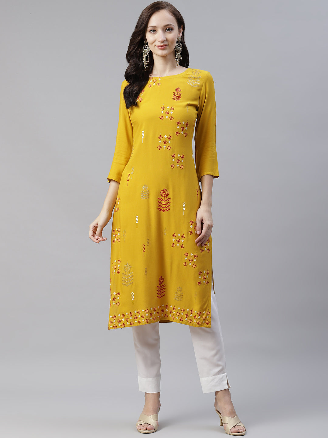 Women's Yellow Rayon Kurta - Ziyaa