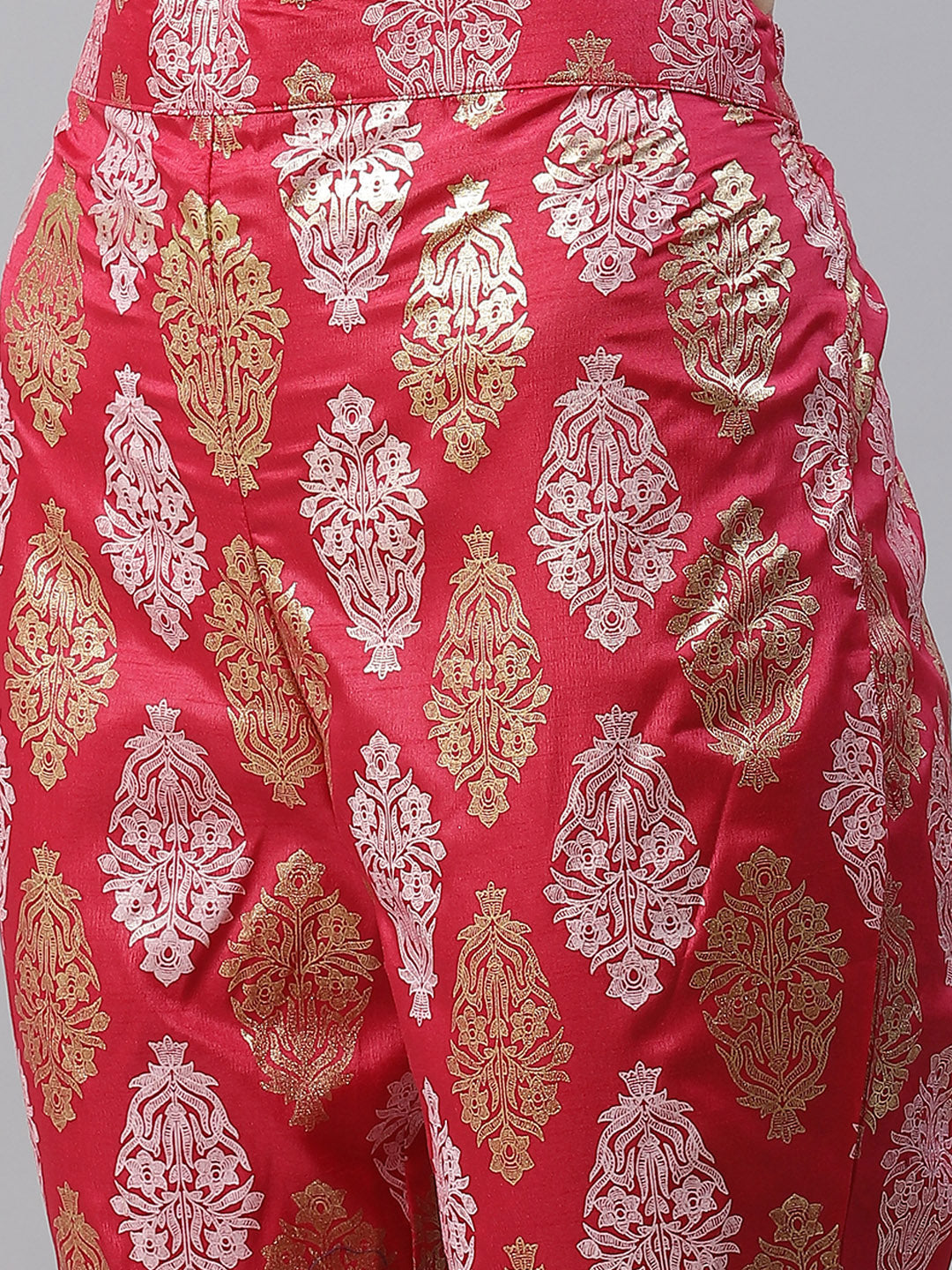 Women Pink Silk Kurta With Pant & Dupatta by Ziyaa (3pcs Set)