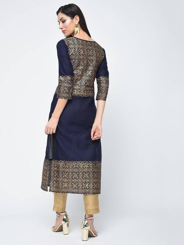 Women's Block Printed Straight Kurta