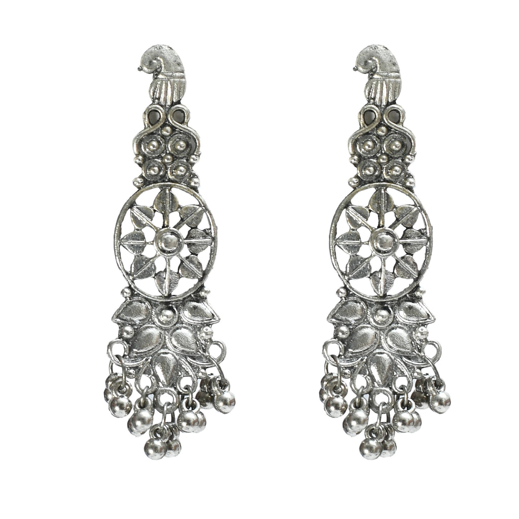 Kamal Johar Silver-Plated Oxidised Necklace & Ear