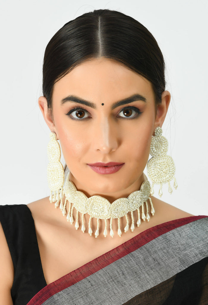 Johar Kamal Handicraft Pearls Necklace with Ear