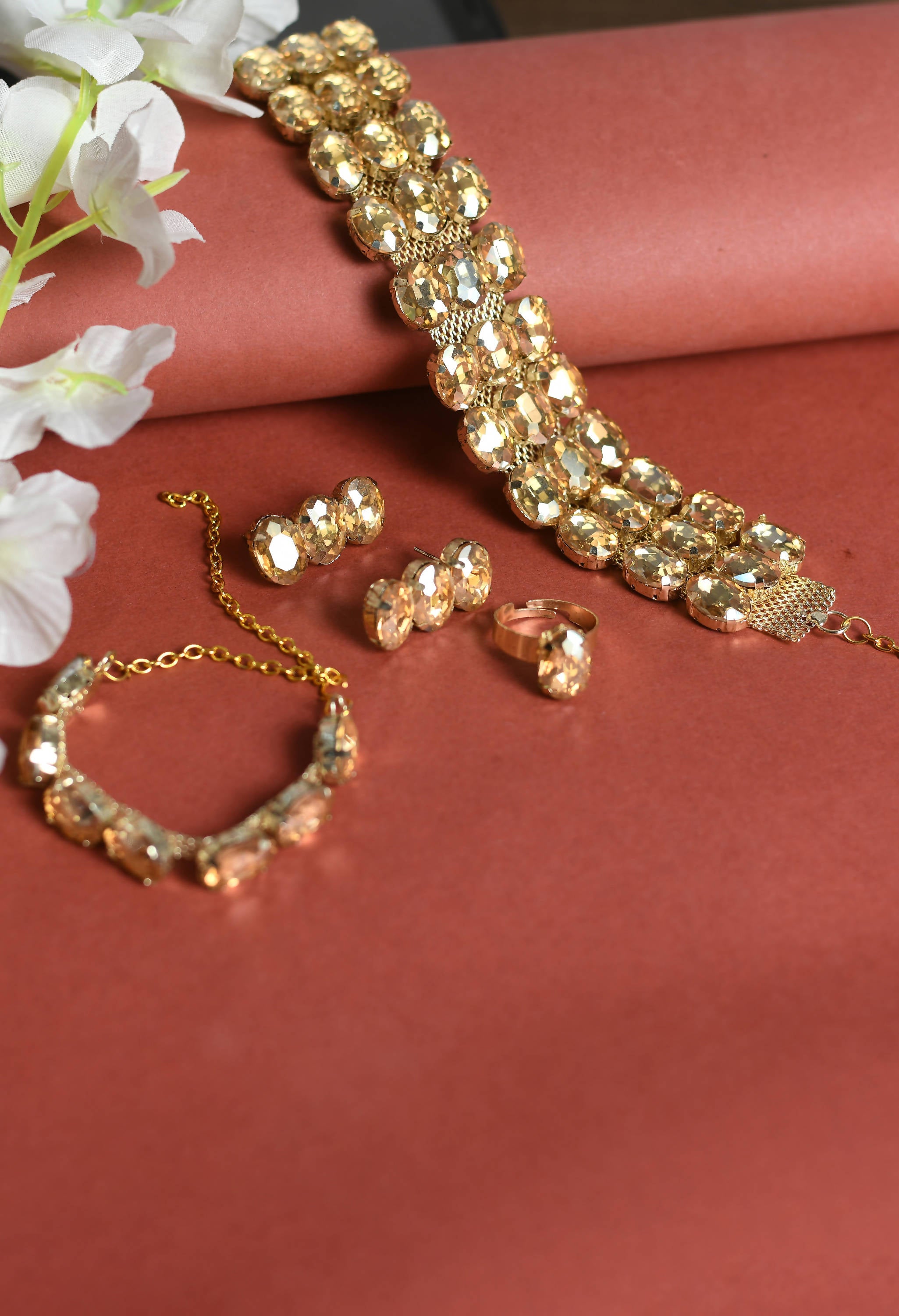 Johar Kamal Designer Choker Set Earrings, Bracelet and Ring Jkms_171