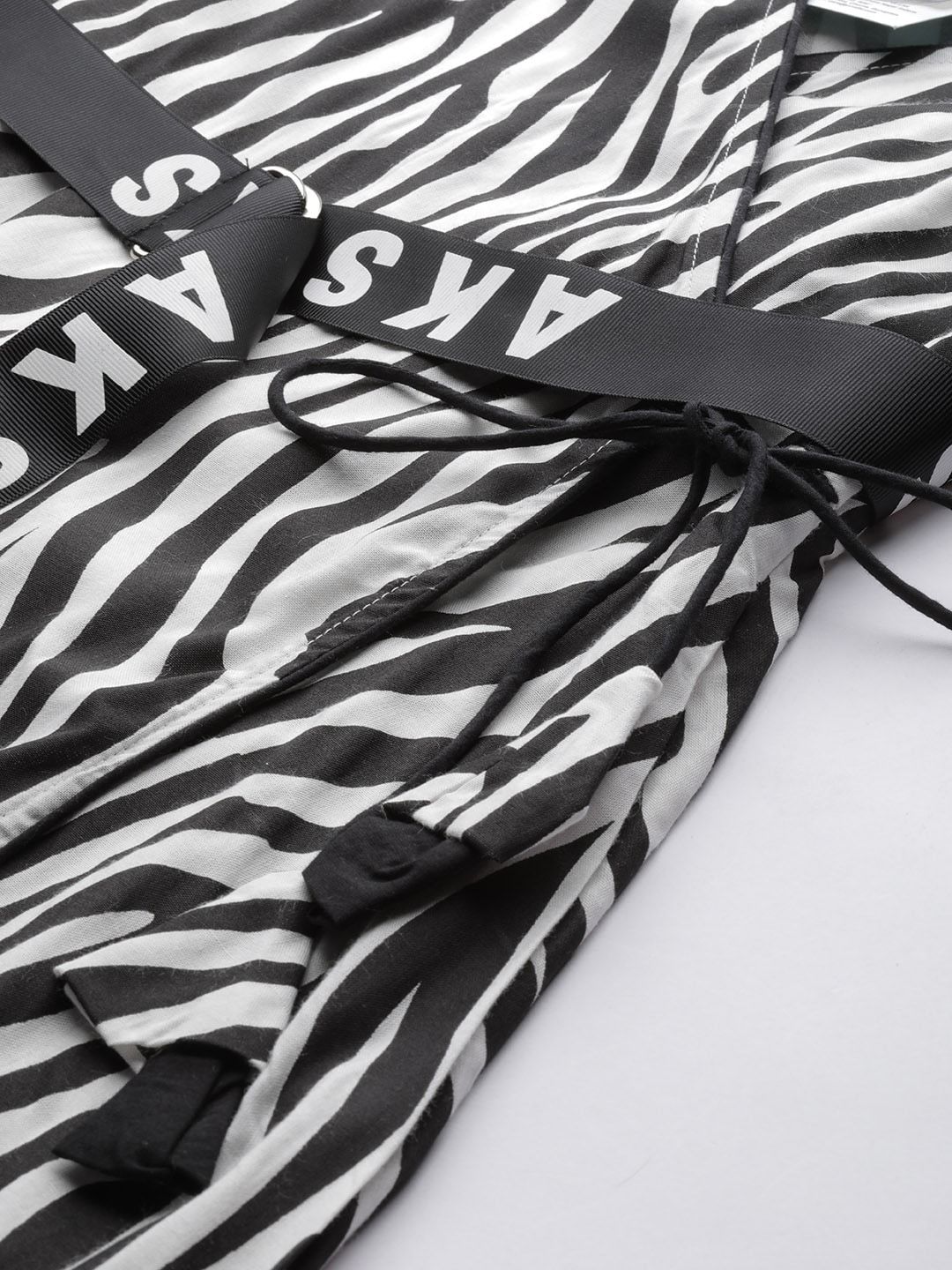 Women's  White & Black Animal Printed Wrap Dress - AKS