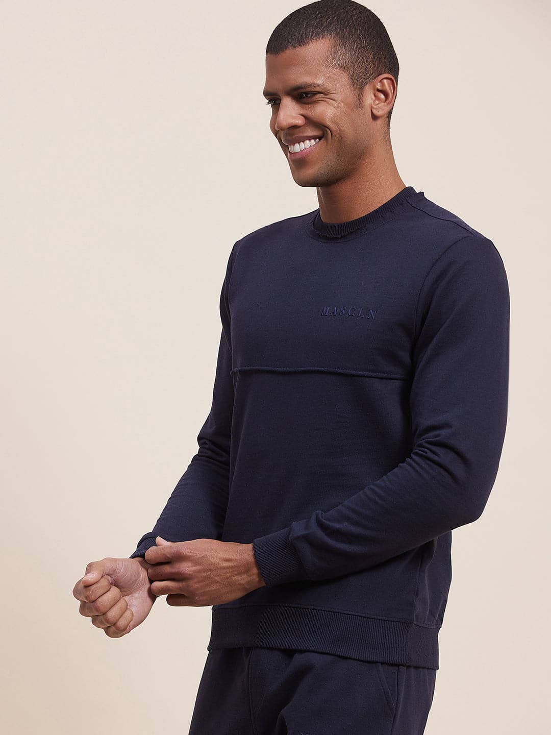 Men's Navy MASCLN Puff Print Sweatshirt - LYUSH-MASCLN