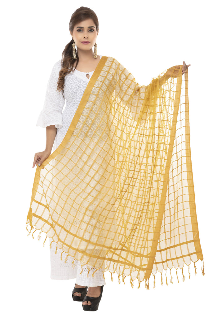 Women's Cotton Square Golden Dupatta Mfd0036