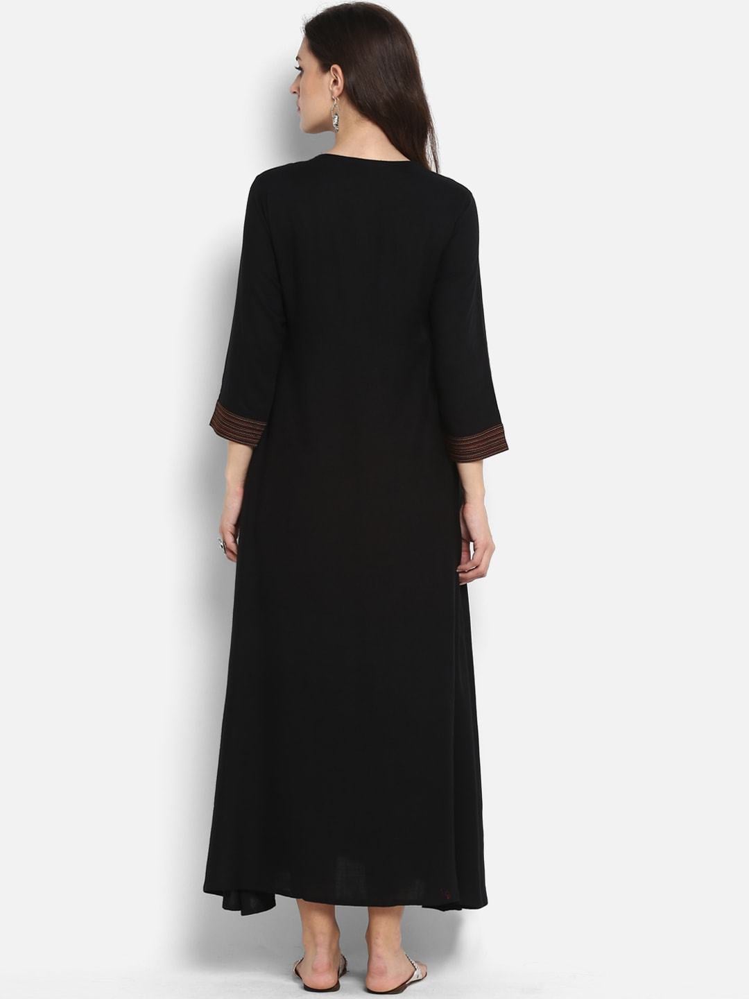 Women's Black Embellished Maxi Dress - Meeranshi