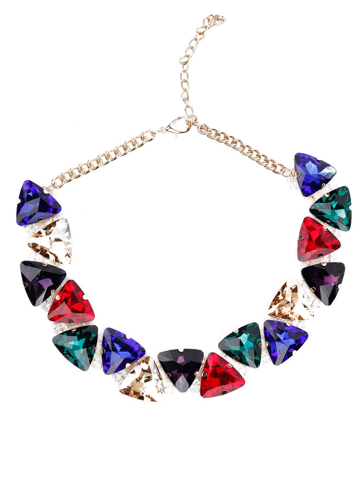 Women's Amazingly Stunning Crystal-Studded Three-Piece Necklace Set Gemstone Embellished Crystal Necklace - Odette