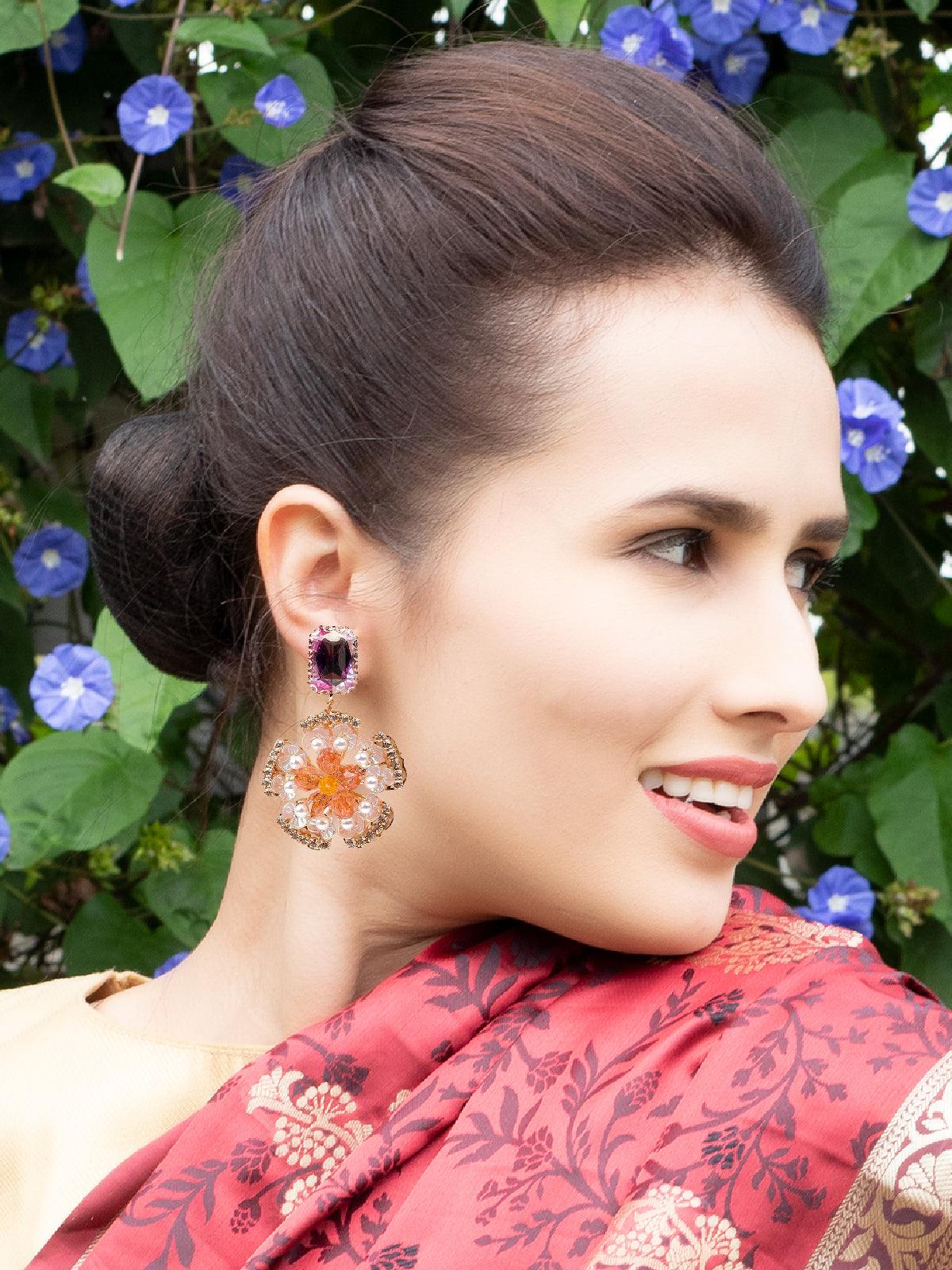 Women's Amethyst Floral Drop Earring - Odette