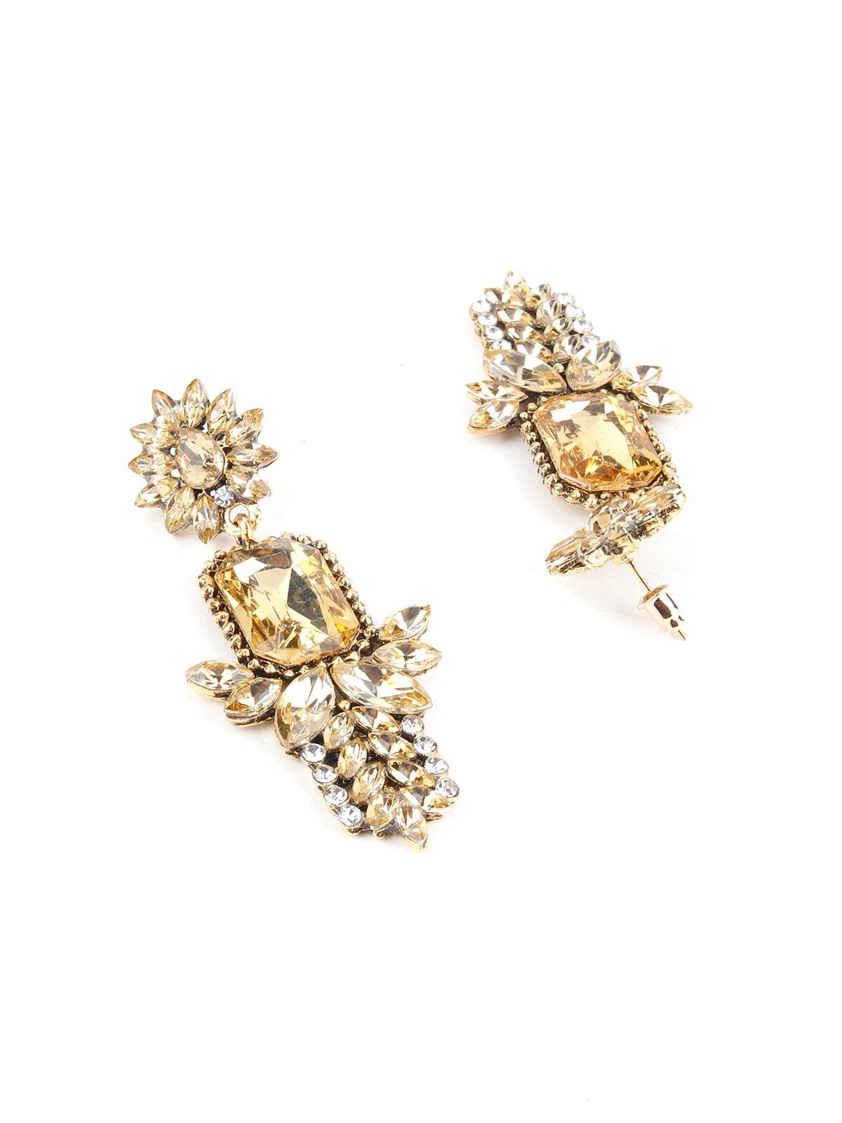 Women's Ani Golden Crystal Dangle Earrings - Odette