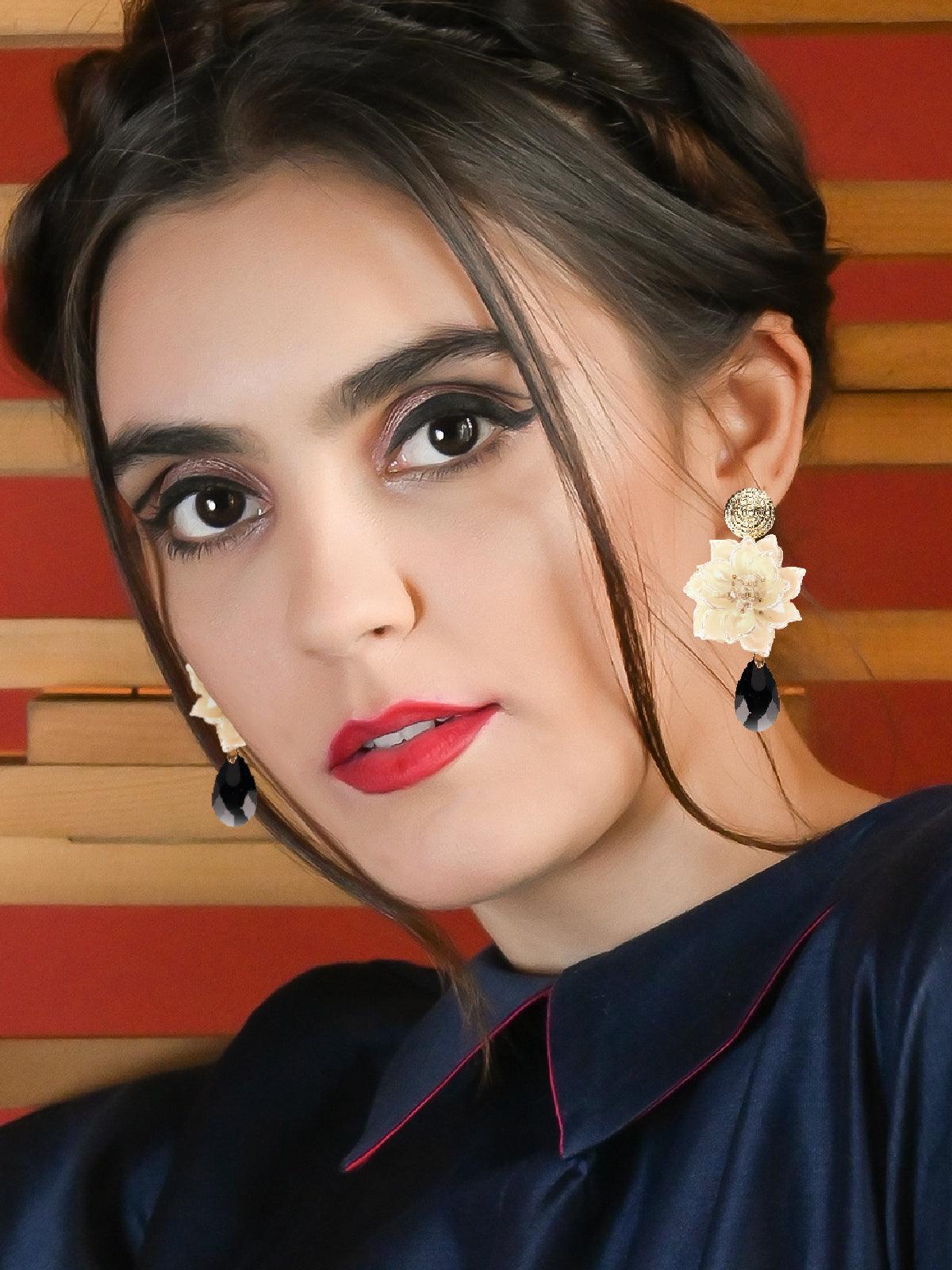 Women's Apricot Floral Drop Earrings - Odette