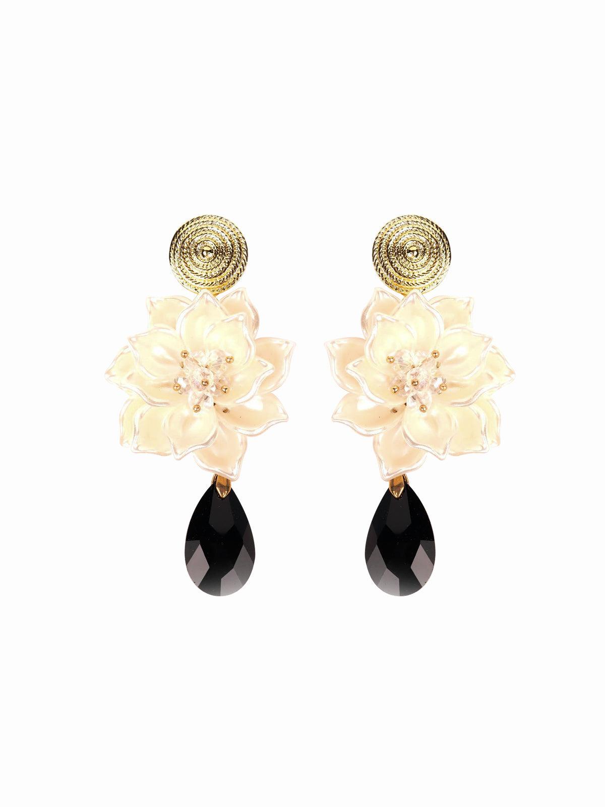 Women's Apricot Floral Drop Earrings - Odette