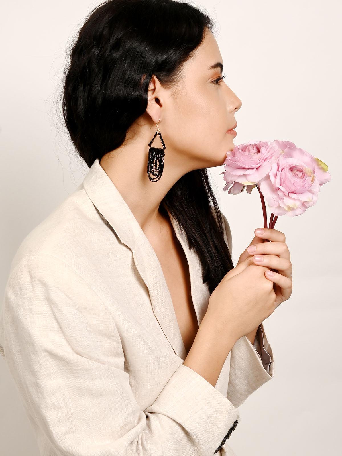 Women's Aria Black Dangle Earrings - Odette