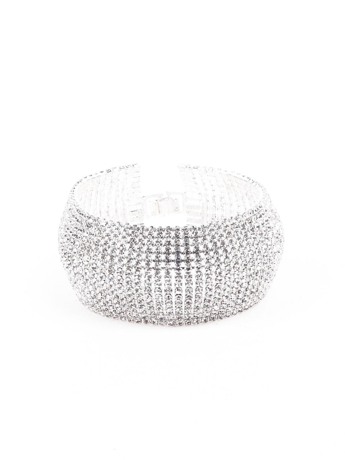 Women's Artificial Diamond-Studded Statement Bracelet - Odette