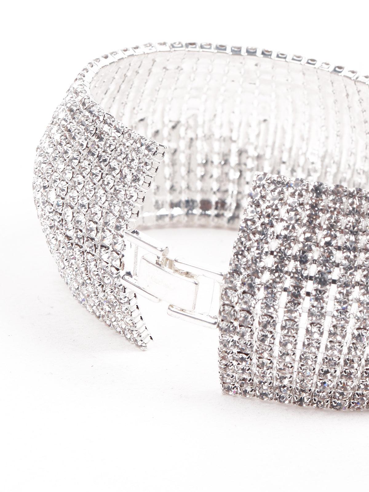 Women's Artificial Diamond-Studded Statement Bracelet - Odette
