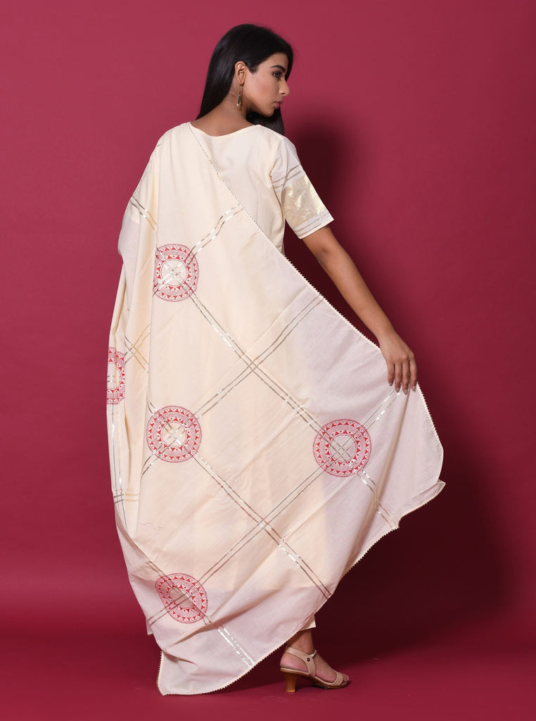 Women's Beige Hand Block Printed Kurta Set