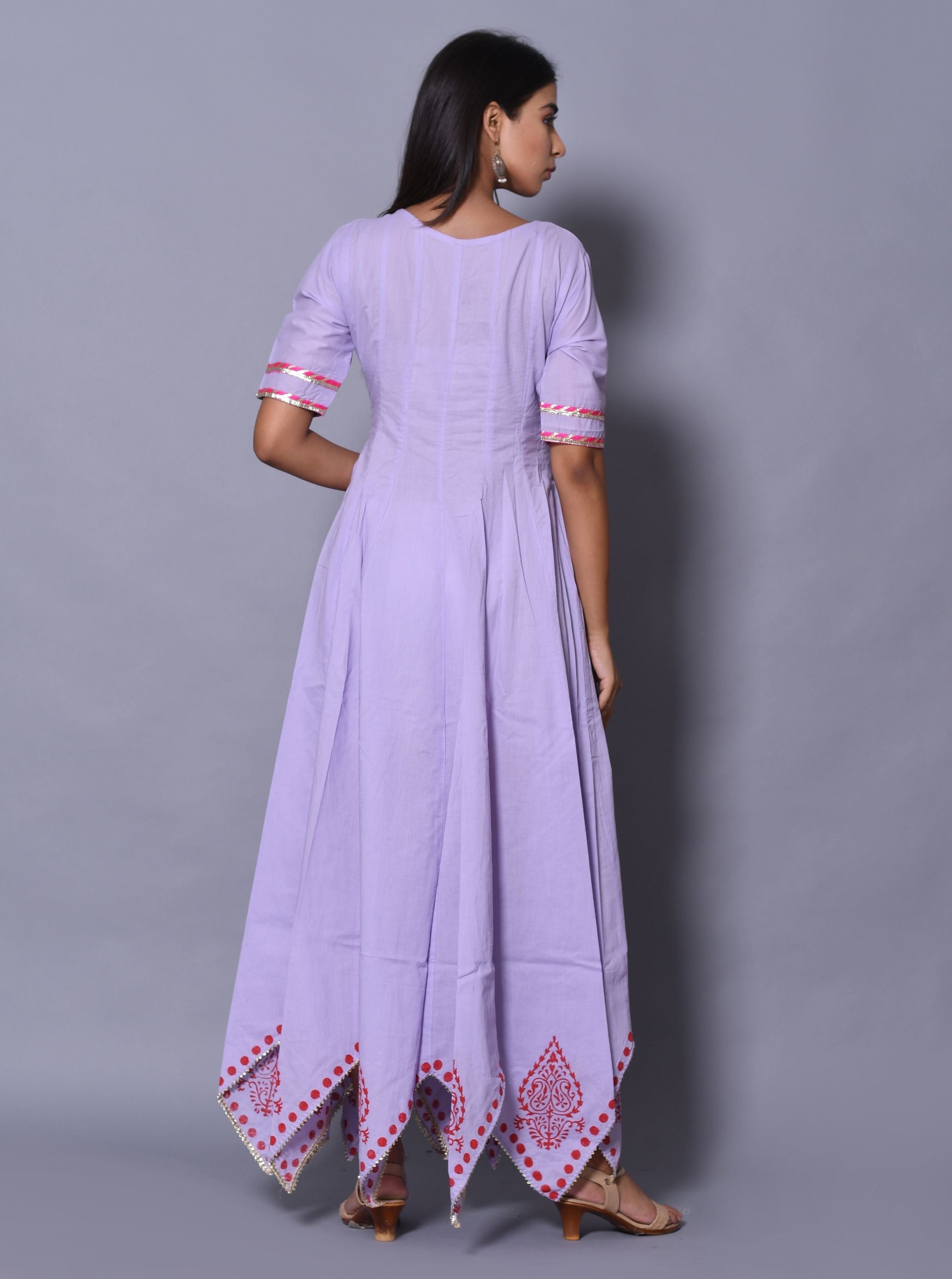 Buy Women's Purple Hand Block Printed Maxi Dress online at Trendia