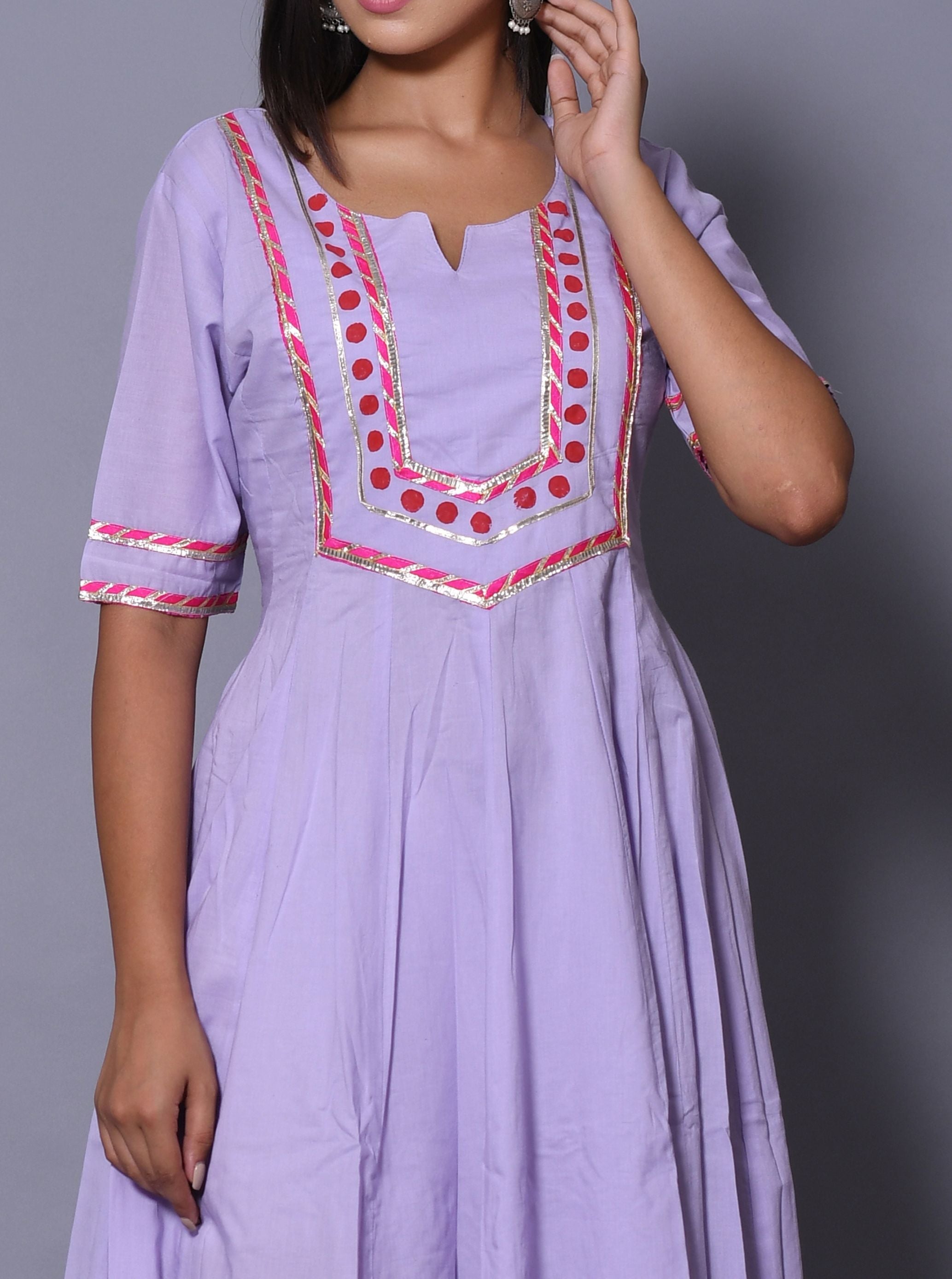 Women's Purple Anarkali Dress (1Pc) - Saras The Label