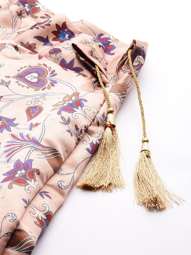 Women's Digital Print Shiney Satin Semistitched Lehenga Choli With Unstitched Blouse And Thred Work Dupatta