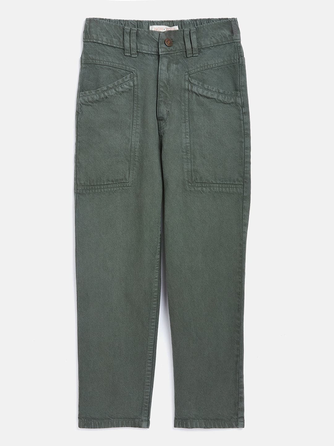 Girls Olive Front Pocket Straight Jeans - Lyush Kids
