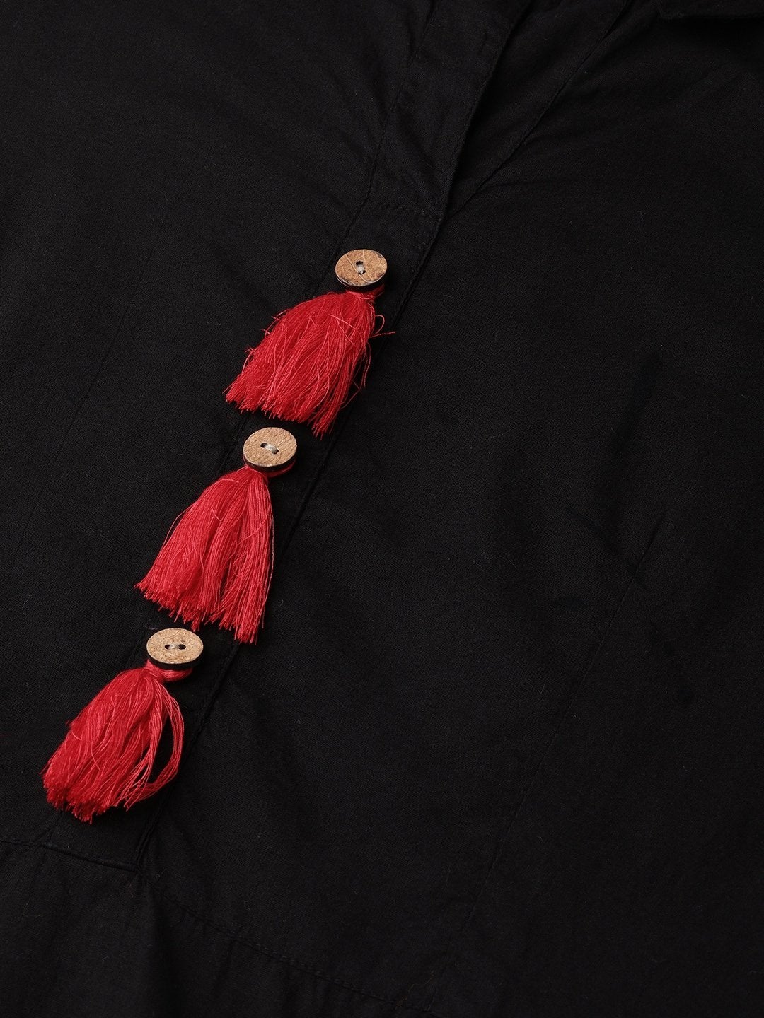 Women's Black & Red Dyed A-Line Kurta - Meeranshi