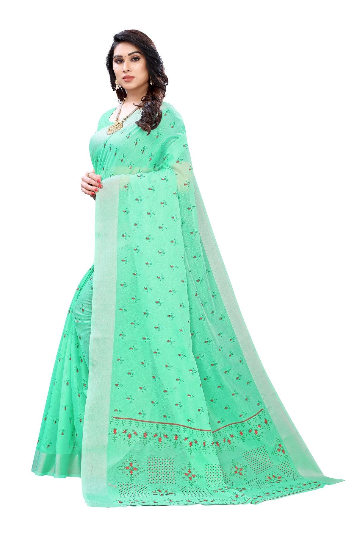 Women's Green Chanderi Designer Saree - Vamika