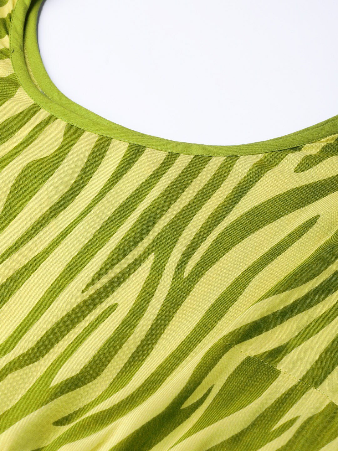 Women's  Yellow & Green Zebra Print Anarkali Kurta - AKS