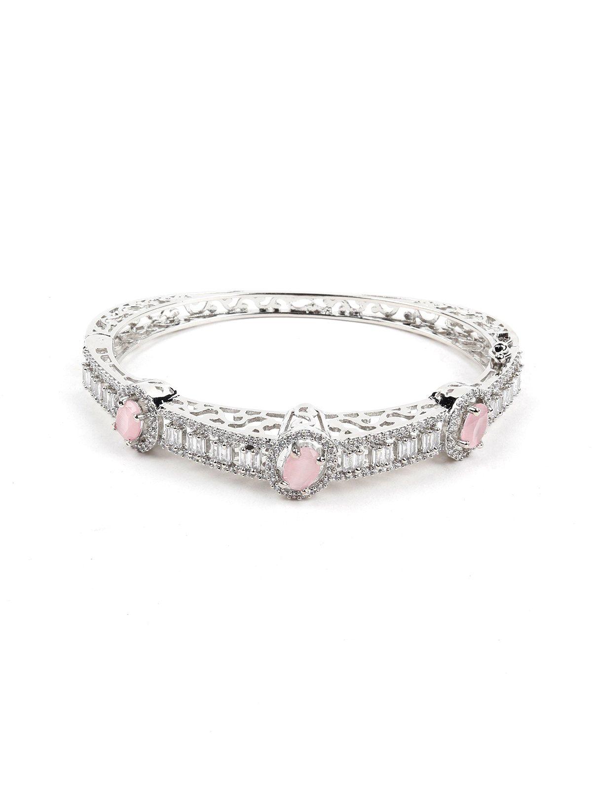 Women's Baby Pink Studded Crystal Bracelet - Odette