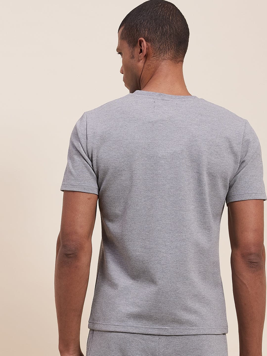Men's Grey Melange Slim Fit Pocket T-Shirt - LYUSH-MASCLN
