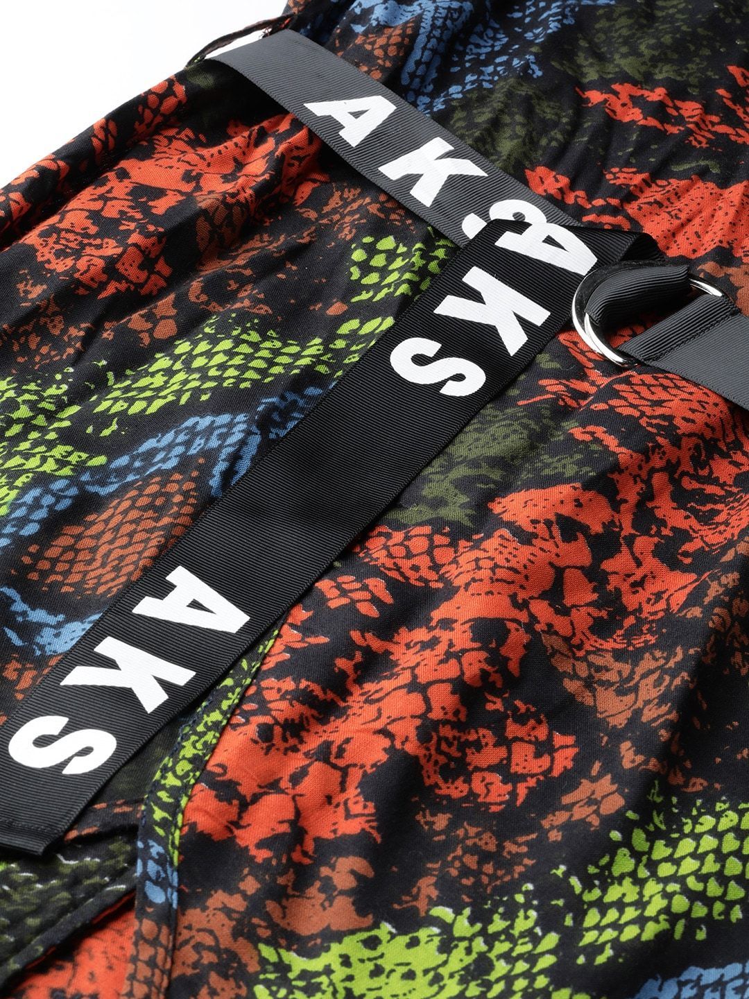 Women's  Orange & Black Snakeskin Print Basic Jumpsuit - AKS