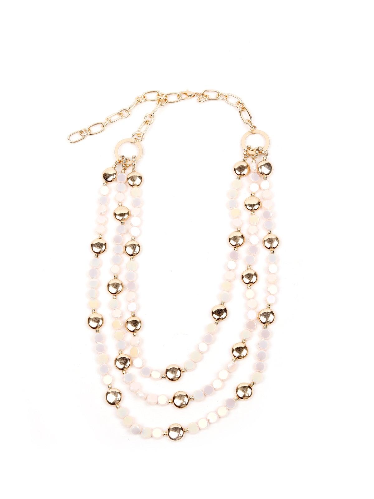 Women's Beach Vibe Boho White And Gold Necklace - Odette
