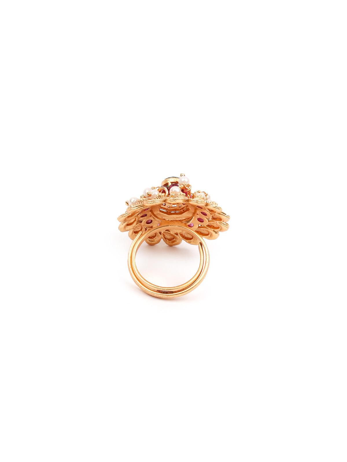 Women's Beautfully Embellished Gold Ring - Odette