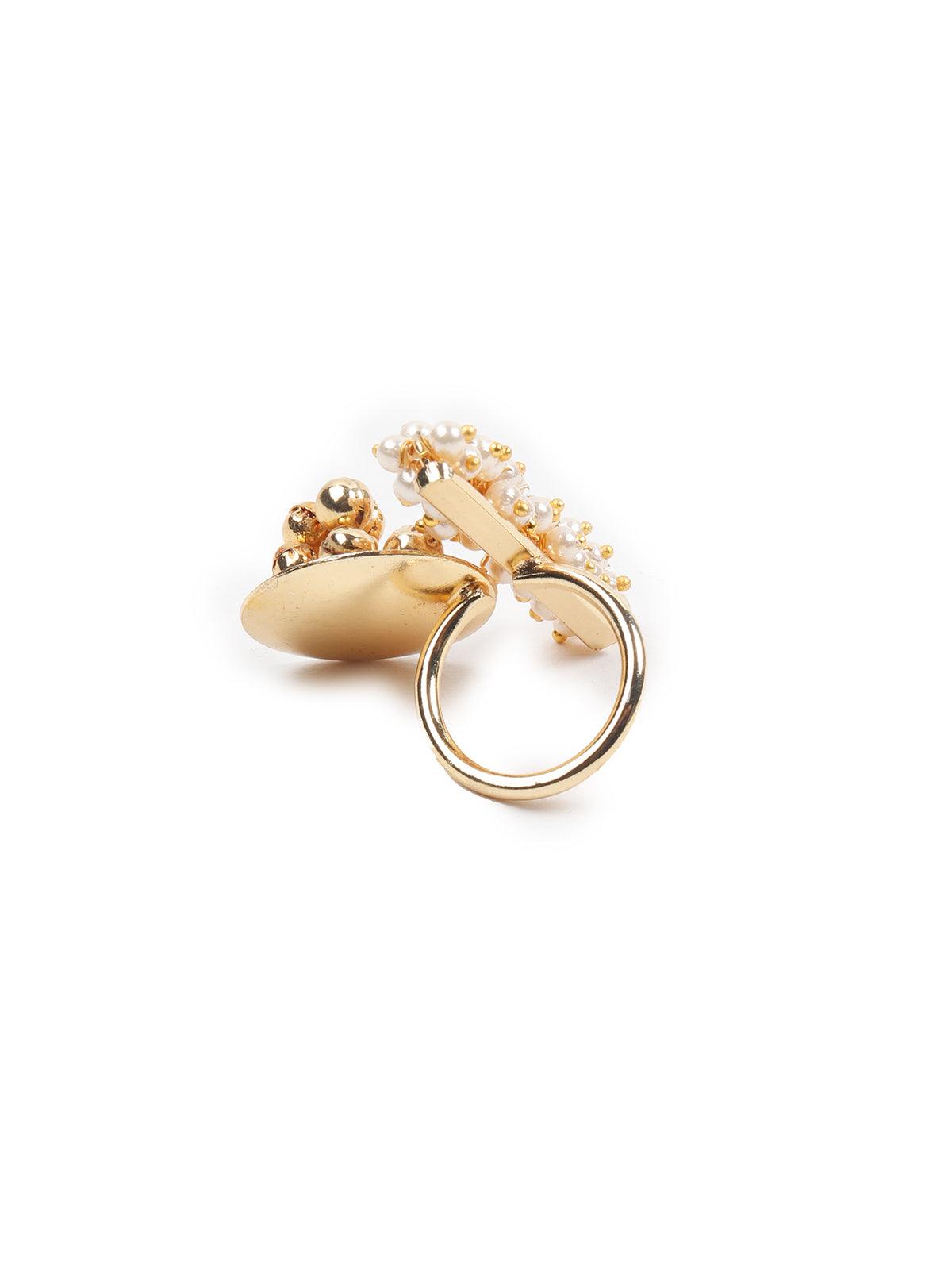 Women's Beautiful Gold Tone Pearl Ring - Odette