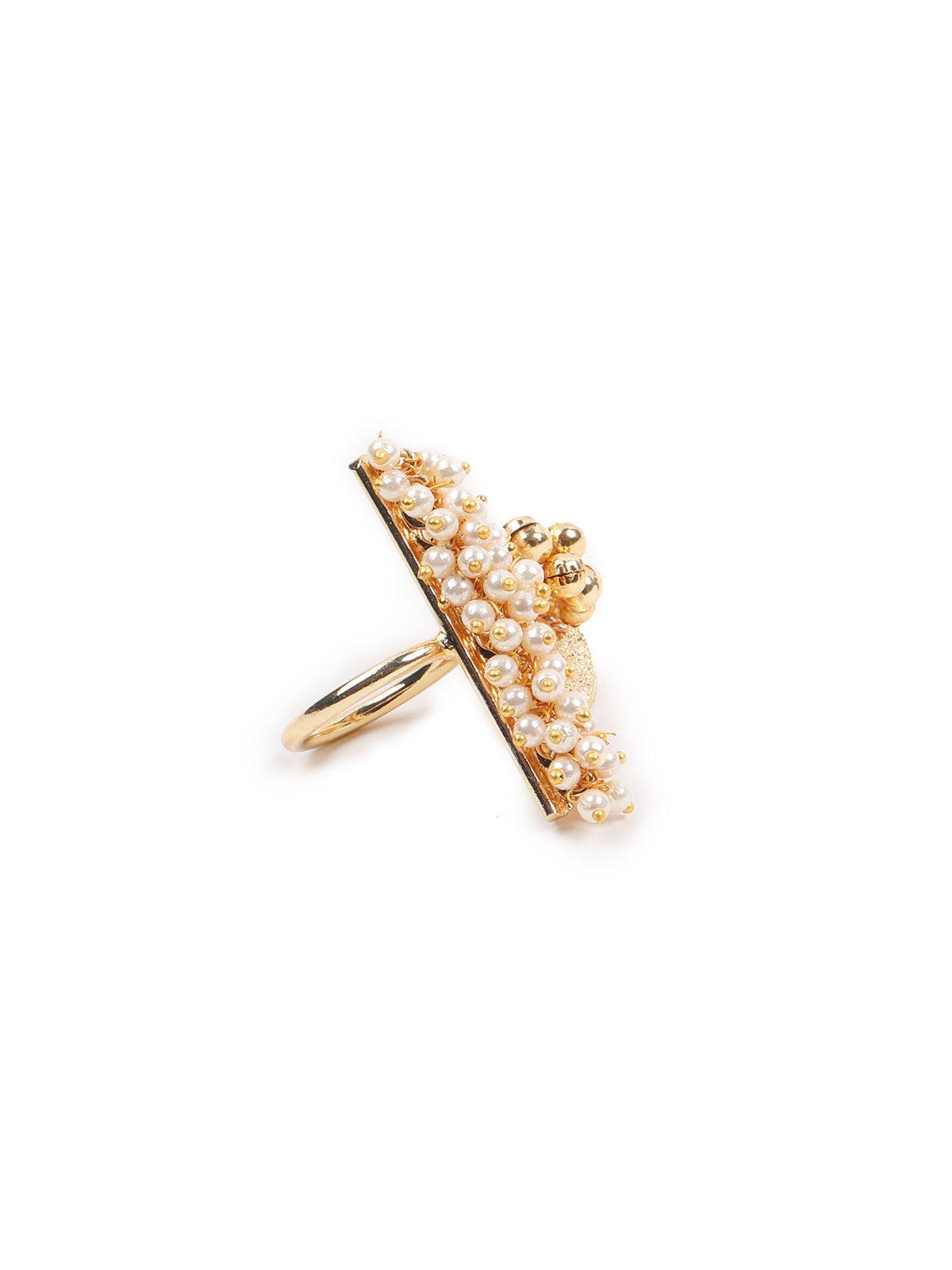 Women's Beautiful Gold Tone Pearl Ring - Odette