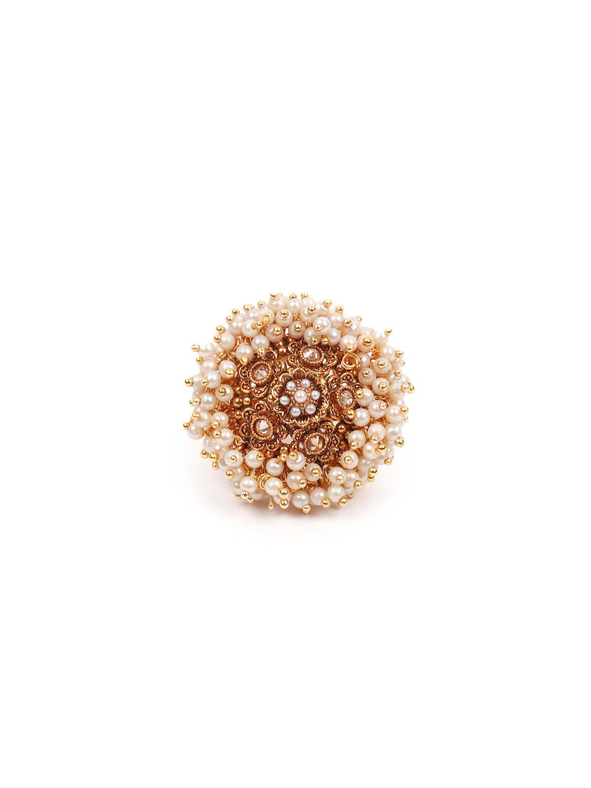Women's Beautiful Pearl Embellished Finger Ring - Odette