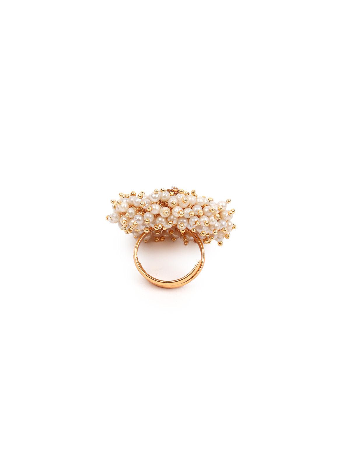 Women's Beautiful Pearl Embellished Finger Ring - Odette