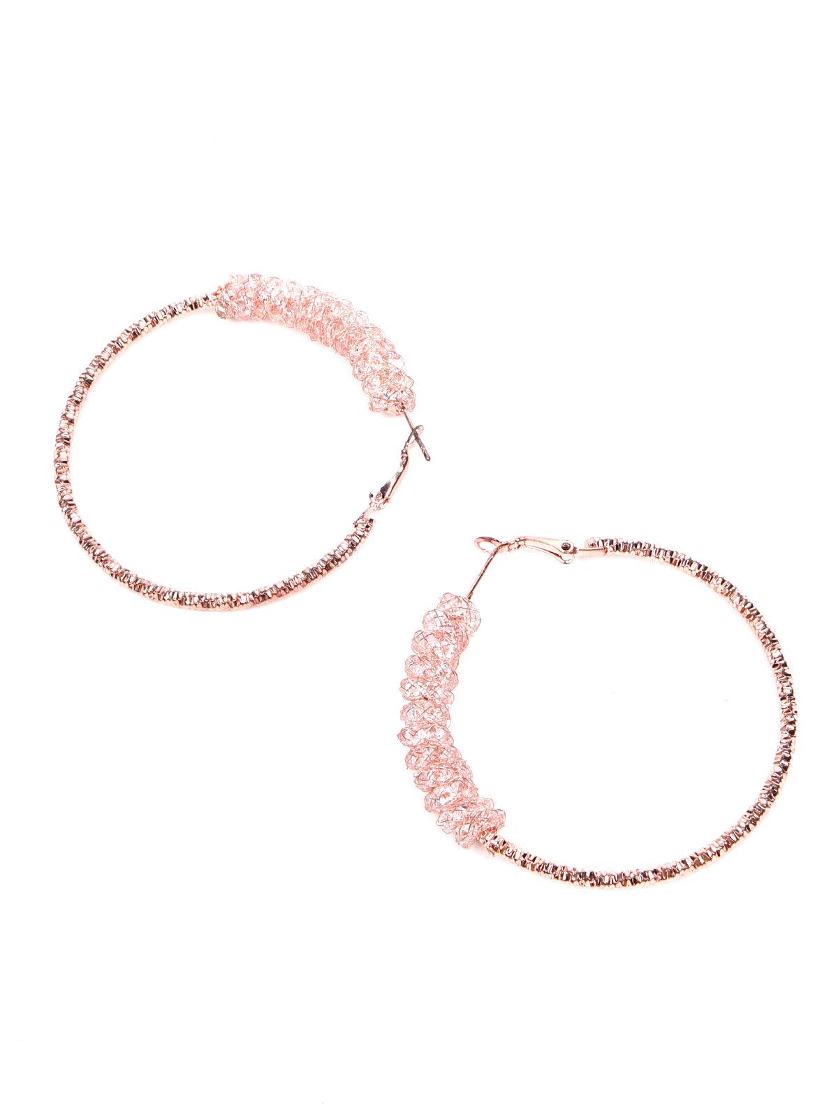 Women's Beautiful Pink Crystal Hoop Earrings - Odette