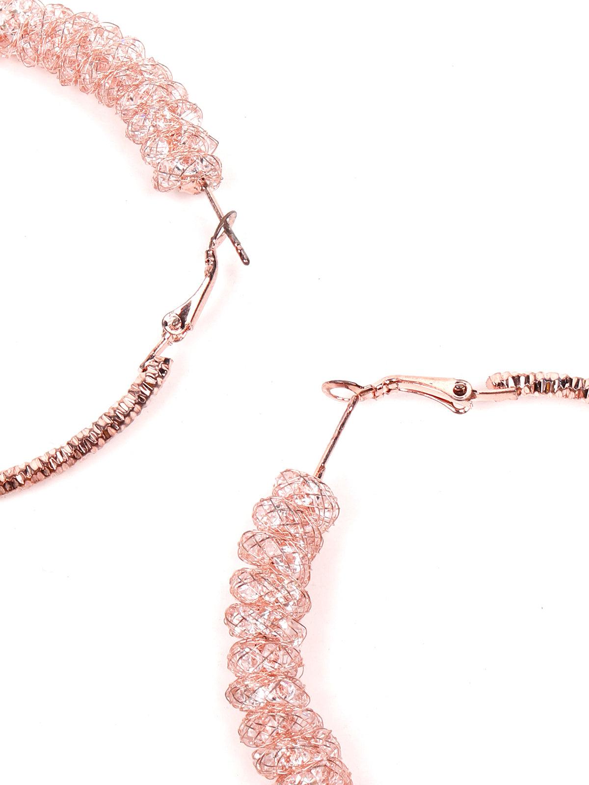 Women's Beautiful Pink Crystal Hoop Earrings - Odette