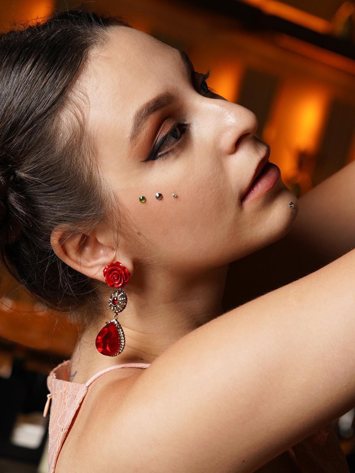Women's Beautiful Red Long Earrings - Odette