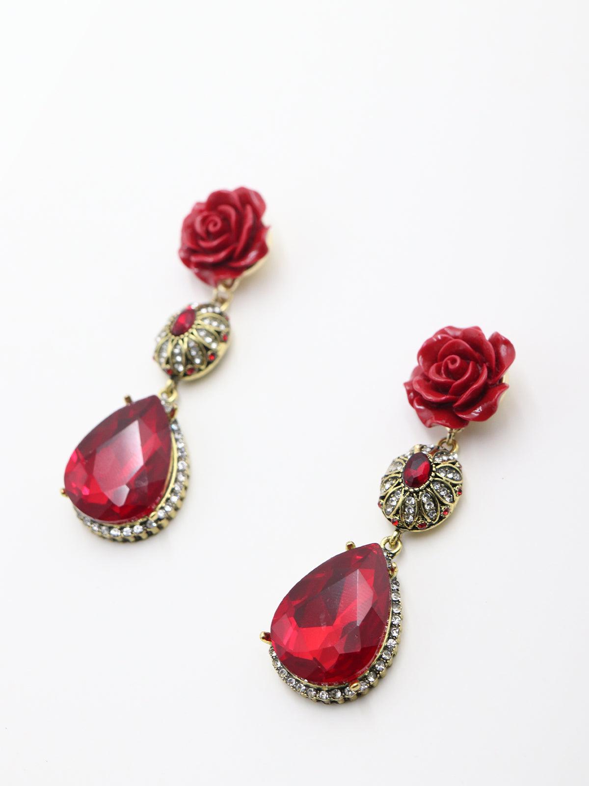 Women's Beautiful Red Long Earrings - Odette