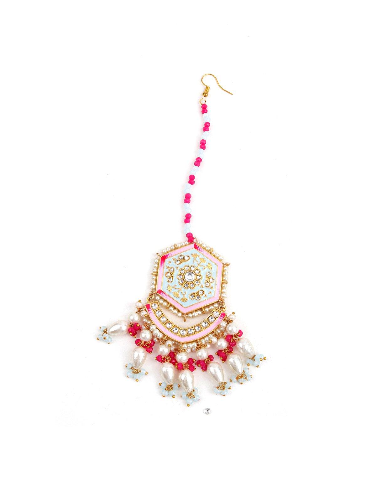 Women's Beautiful White & Pink Embellished Earring Set - Odette
