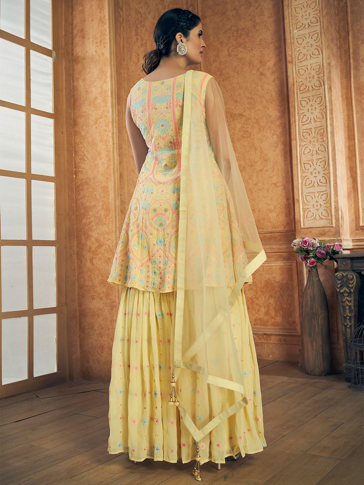 Women's Beautiful Yellow Sharara Suit Set - Odette