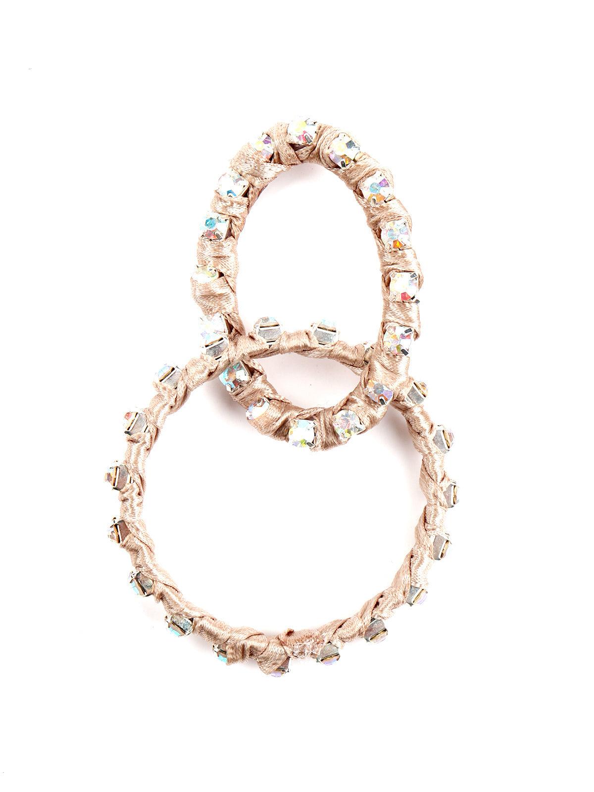 Women's Beige Glittery Dangle Earrings - Odette