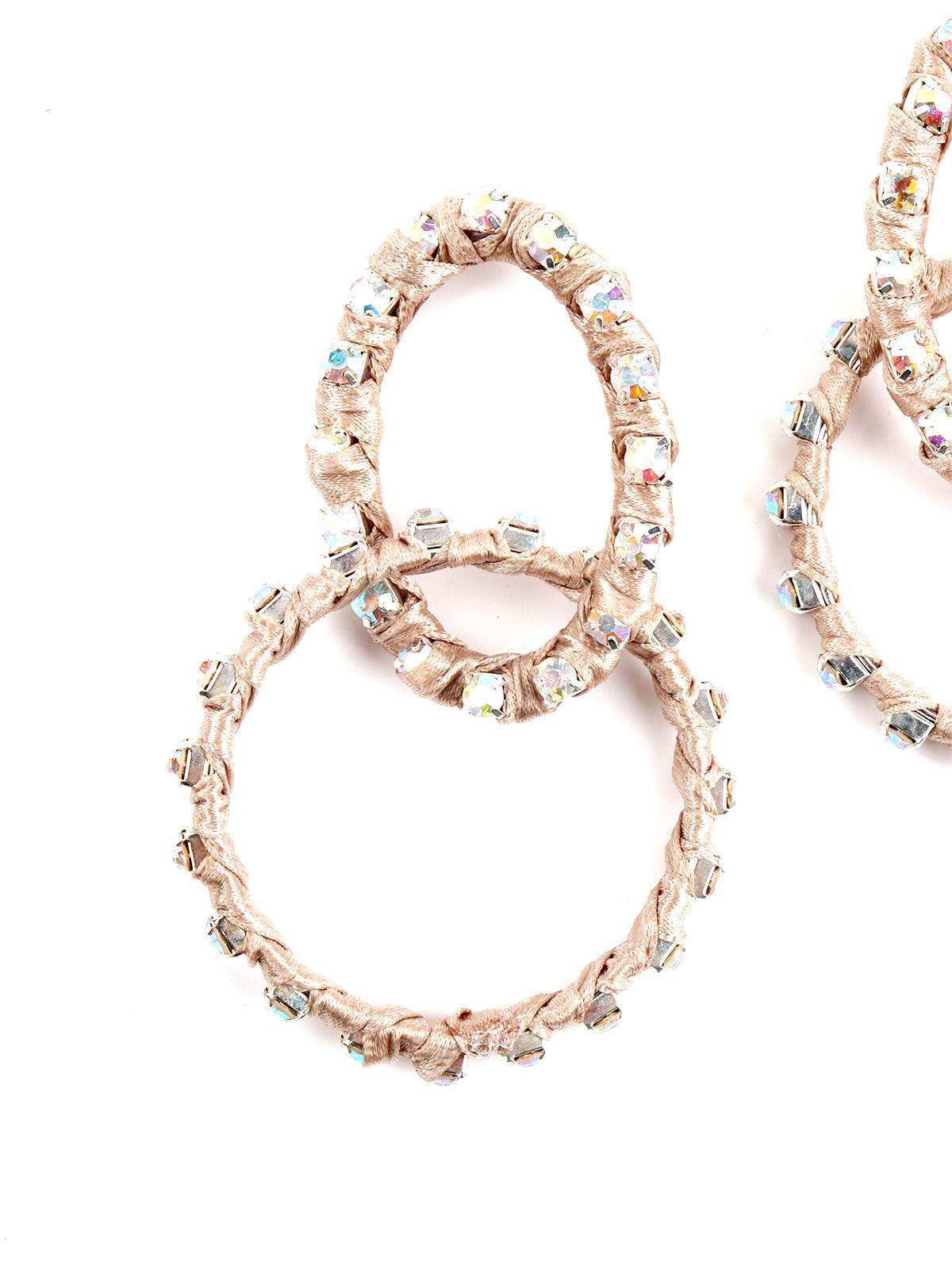 Women's Beige Glittery Dangle Earrings - Odette