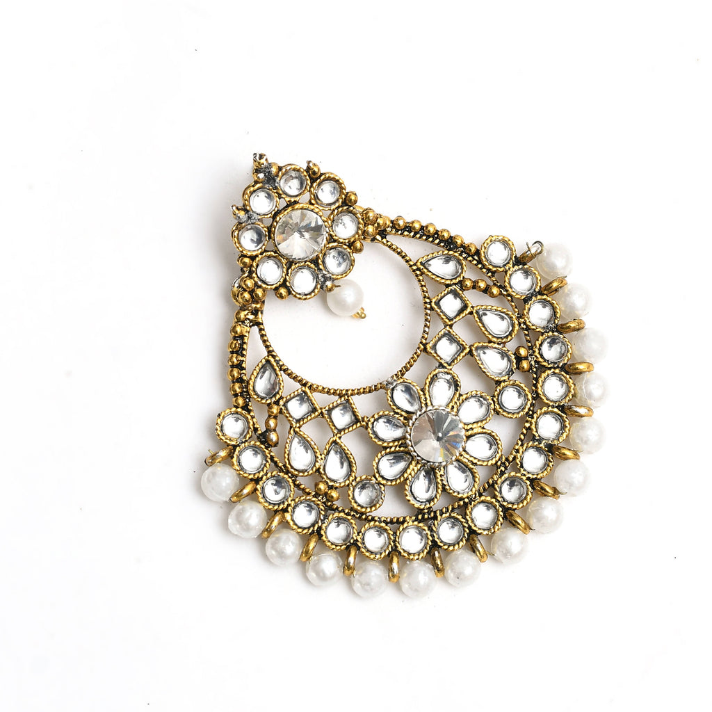Johar Kamal Gold-Plated Kundan & Pearls Ear