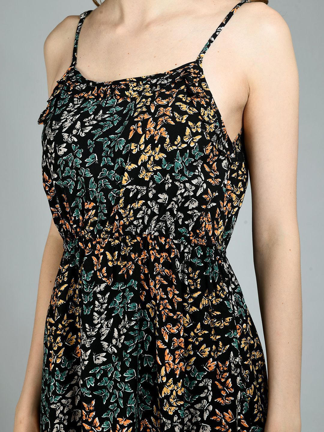 Women's Multi Rayon Printed Sleeveless Square Casual Dress - Myshka