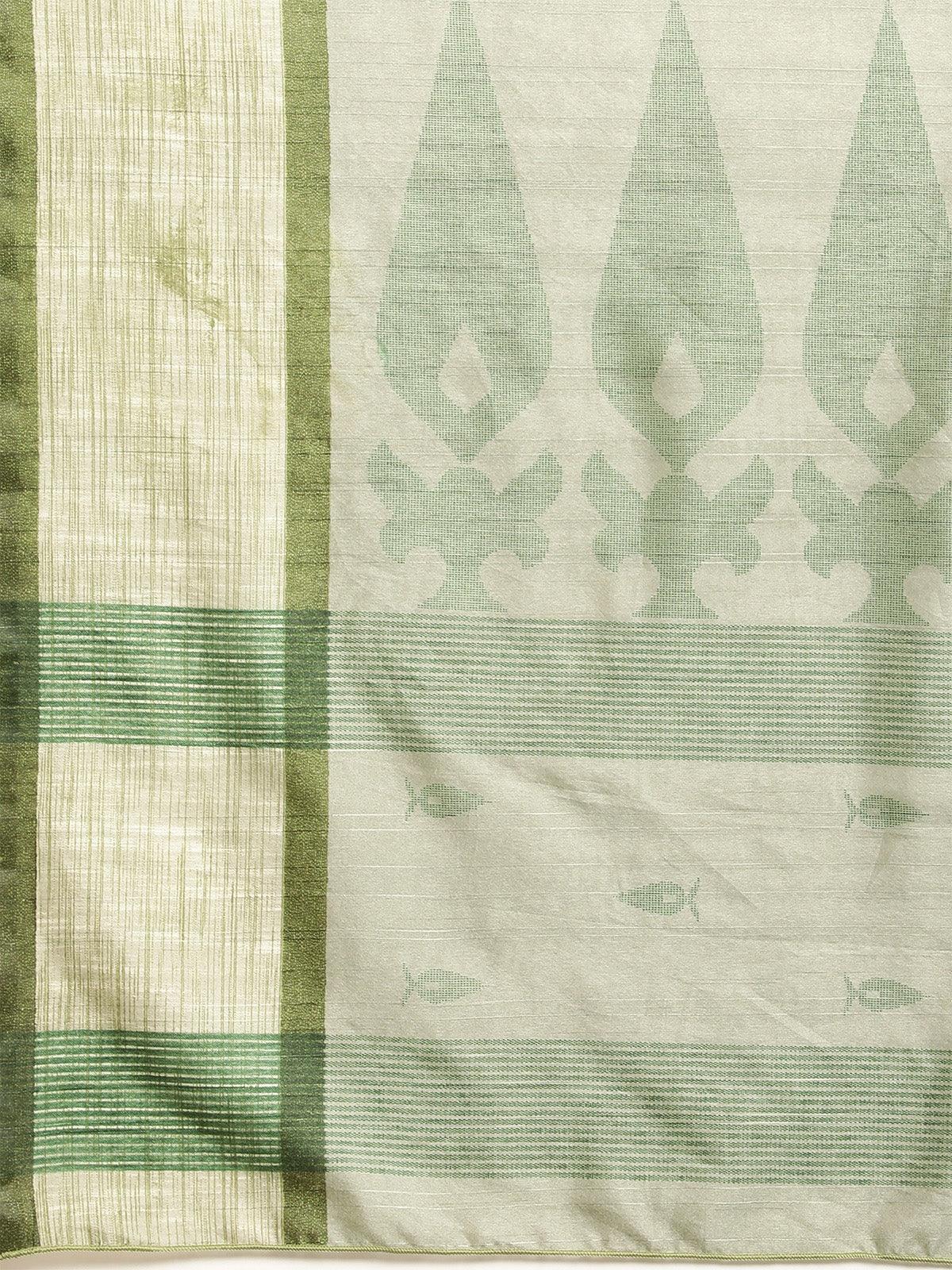 Women's Bhagalpuri Silk Green Printed Saree With Blouse Piece - Odette