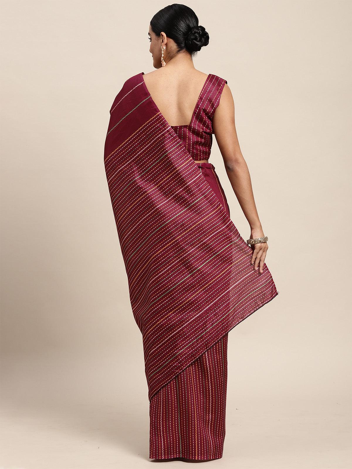 Women's Bhagalpuri Silk Magenta Printed Saree With Blouse Piece - Odette